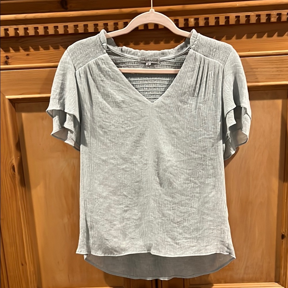 Wishlist Apparel Light Sage Green Women's Top • Flutter Sleeves • Crepe size S